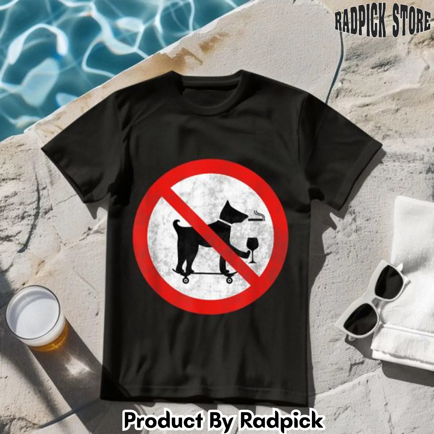 No smoking drinking skateboarding dog tshirt rp2647918